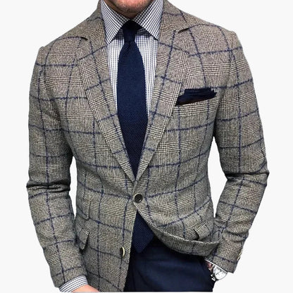 Veste de costume homme élégante à motif carreaux – Style business et raffiné pour bureau ou occasions formelles