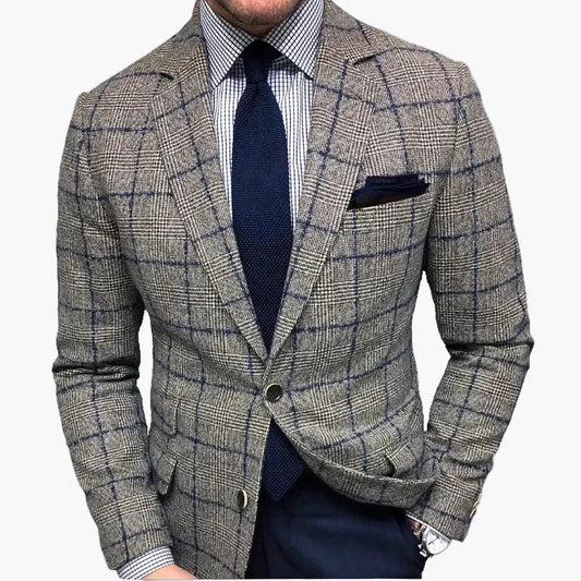 Veste de costume homme élégante à motif carreaux – Style business et raffiné pour bureau ou occasions formelles