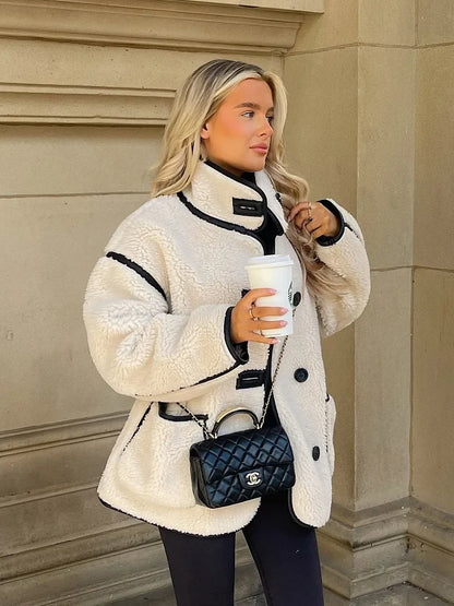 Veste Surdimensionnée Femme Style Urbain Élégant pour Automne et Hiver