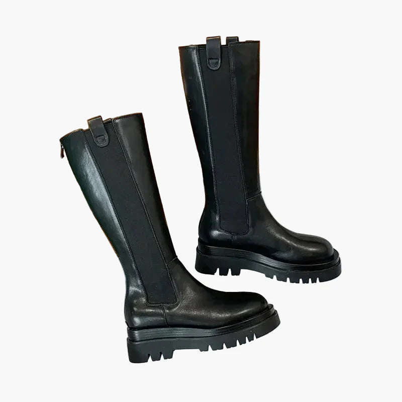 Bottes hautes à semelle épaisse pour femme - Style urbain et tendance