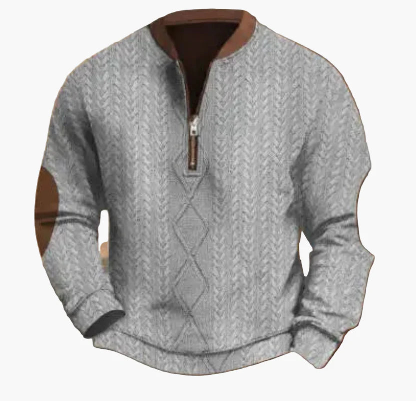 Sweat-shirt à demi-fermeture éclair pour homme style automne/hiver tendance - Pull chaud col montant casual