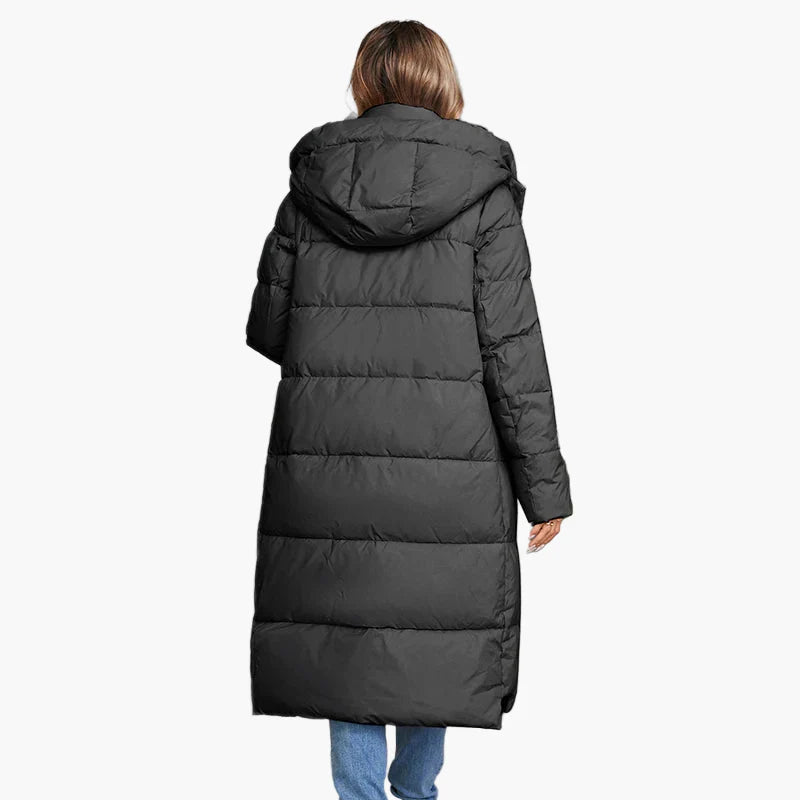 Manteau long matelassé à capuche pour femme, style urbain hiver