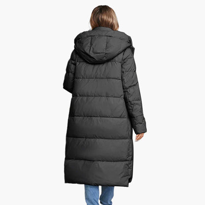 Manteau long matelassé à capuche pour femme, style urbain hiver