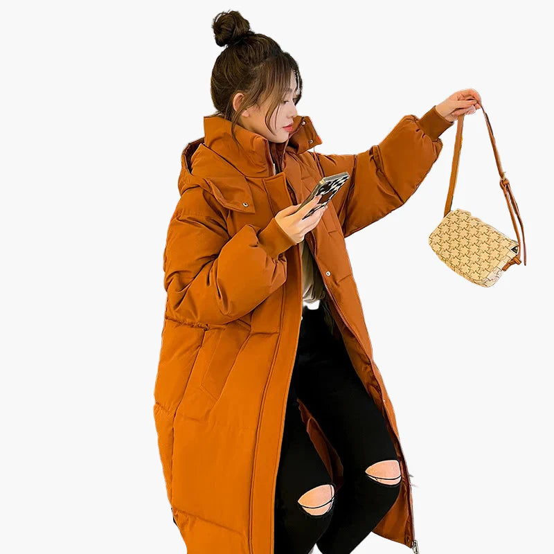 Manteau long doudoune oversize femme style urbain hiver