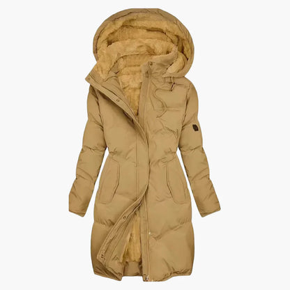 Manteau d'hiver long à capuche pour femme, style élégant et chaud, idéal pour l'hiver