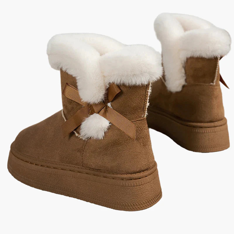 Bottes d'hiver femme style décontracté avec doublure chaude et nœud décoratif