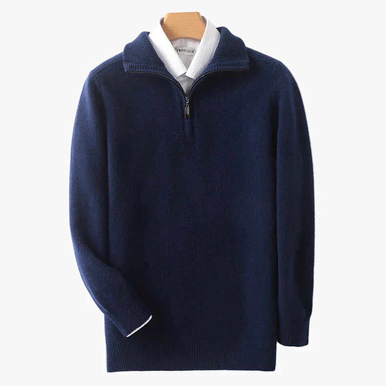 Pull zippé col montant pour homme style casual chic