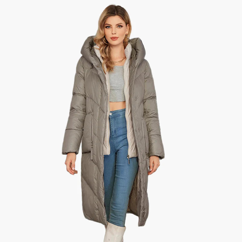 Manteau doudoune long femme style urbain élégant hiver