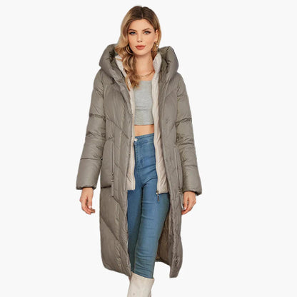 Manteau doudoune long femme style urbain élégant hiver
