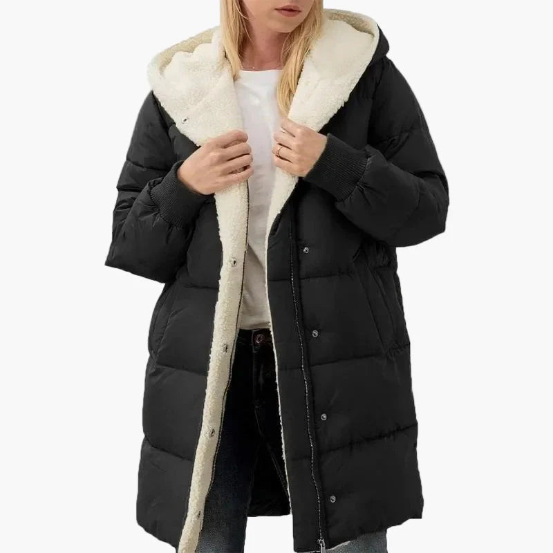 Manteau long matelassé à capuche pour femme – Style hivernal décontracté et élégant