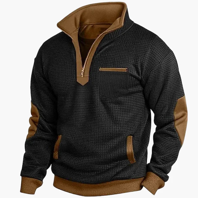 Sweat-shirt homme style rétro à col montant pour automne et hiver - Casual et tendance