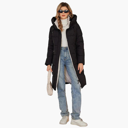 Manteau d'hiver long matelassé à capuche pour femme, style urbain chaud