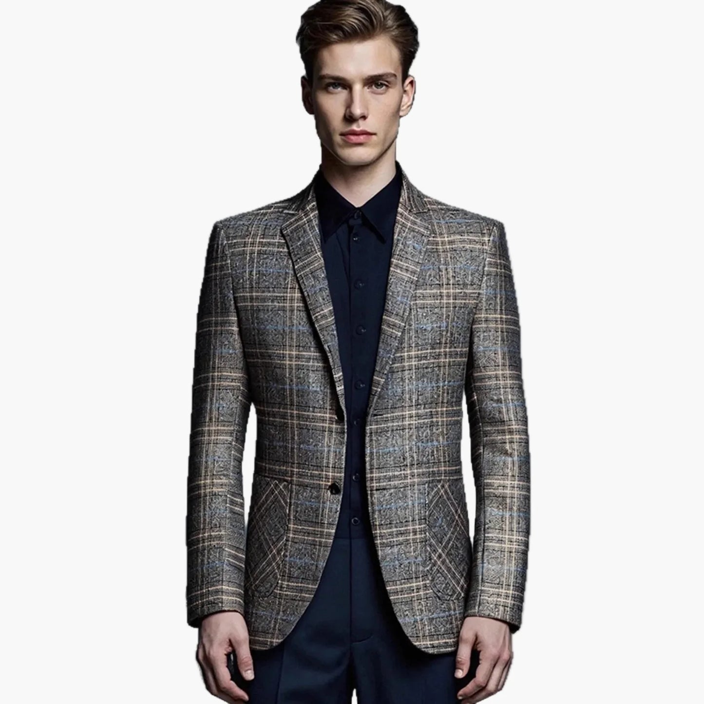 Veste de costume homme élégante à carreaux style moderne pour affaires ou occasions formelles