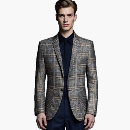 Veste de costume homme élégante à carreaux style moderne pour affaires ou occasions formelles