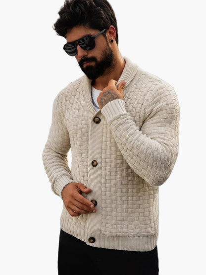 Cardigan homme style décontracté tricoté col châle pour look urbain et élégant