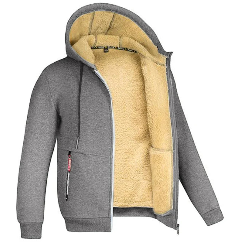 Derek – Sweat à Capuche Zippé Doublé Sherpa pour Homme