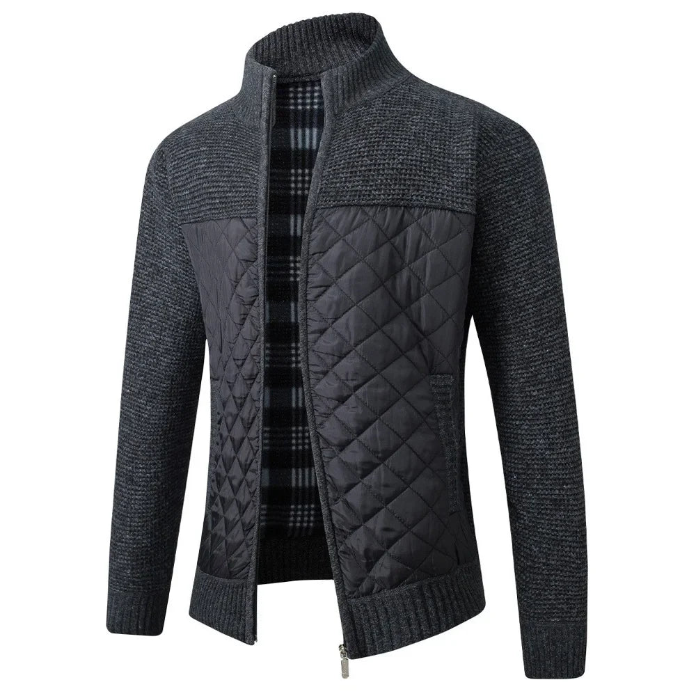 Marc – Veste Zippée Patchwork Chaude pour Hommes