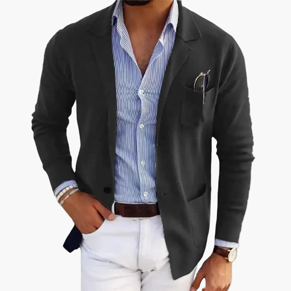 Veste Blazer Homme Élégant Décontracté à Revers, Manches Longues, Style Affaires et Casual