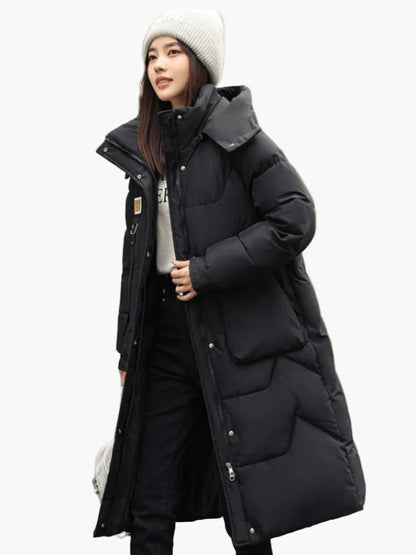 Doudoune Longue Femme Hiver à Capuche Style Urbain Élégant