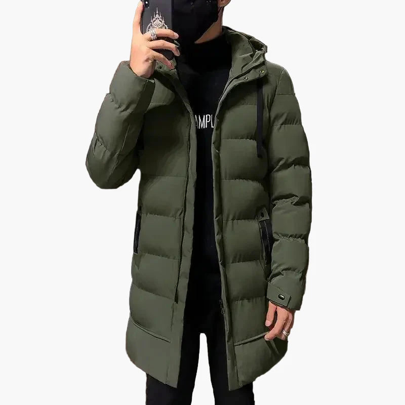 Manteau d'hiver homme style long urbain avec capuche - Mode décontractée et chaude