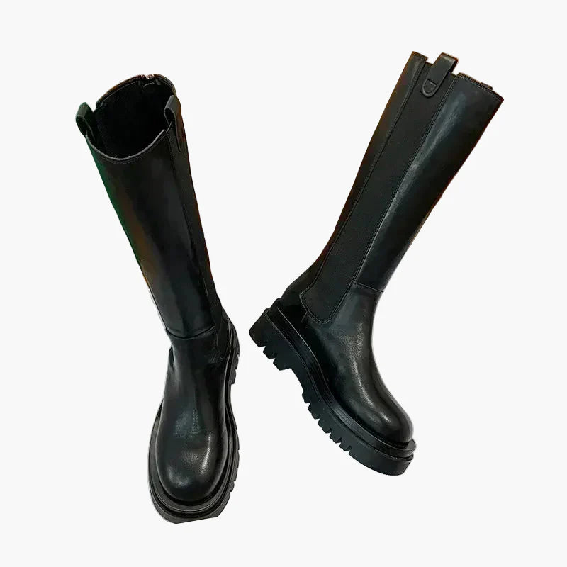 Bottes hautes à semelle épaisse style Chelsea pour femme - Look urbain tendance