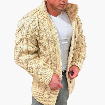 Cardigan épais à torsades pour homme – Style décontracté et élégant, idéal pour l’automne et l’hiver