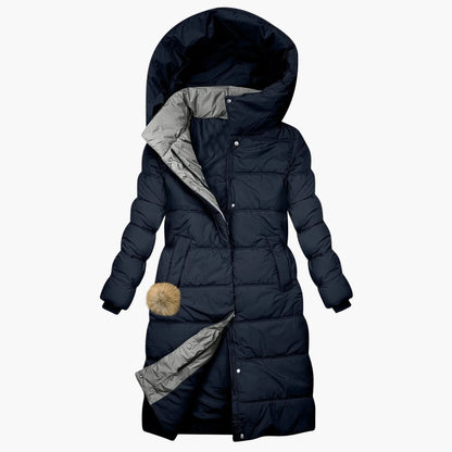 Manteau d'Hiver Long Matelassé à Capuche pour Femme - Style Puffer Élégant et Coupe-Vent