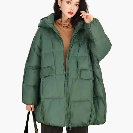 Manteau doudoune oversize à capuche pour femme, style urbain décontracté, idéal hiver