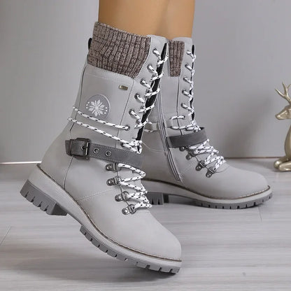 Charlotte – Bottes de Neige à Lacets pour Femmes avec Talons Épais