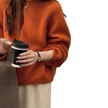 Pull Femme Style Décontracté Col Rond Manches Bouffantes Idéal Quotidien