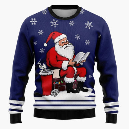 Pull de Noël drôle homme – Style rétro, motif Père Noël, idéal fêtes et soirées Ugly Christmas Sweater