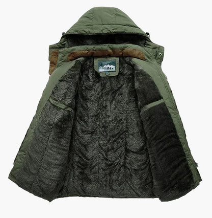 Veste d'hiver à capuche style militaire pour homme – Coupe décontractée, idéale pour le plein air et l'aventure