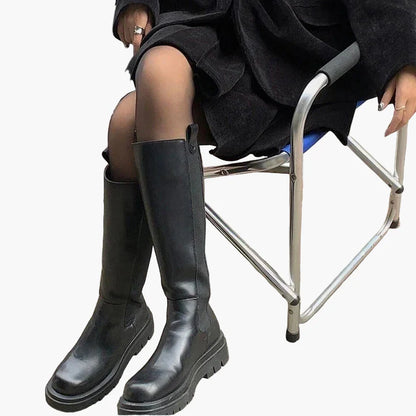 Bottes hautes à semelle épaisse pour femme - Style urbain et tendance