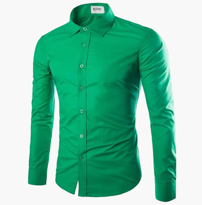 Chemise Homme Élégante Manches Longues Slim Fit pour Affaires et Loisirs