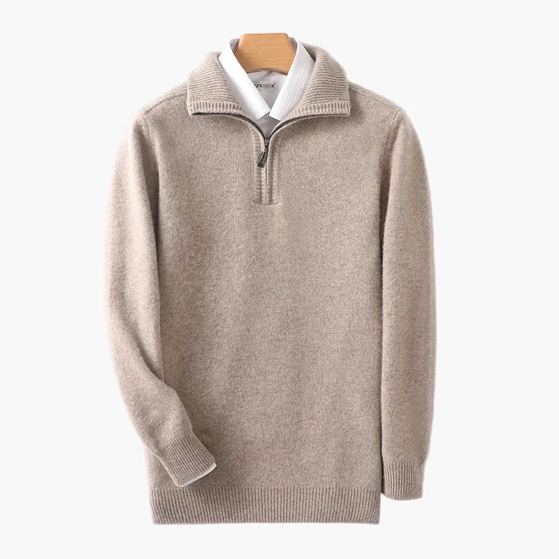 Pull zippé col montant pour homme style casual chic