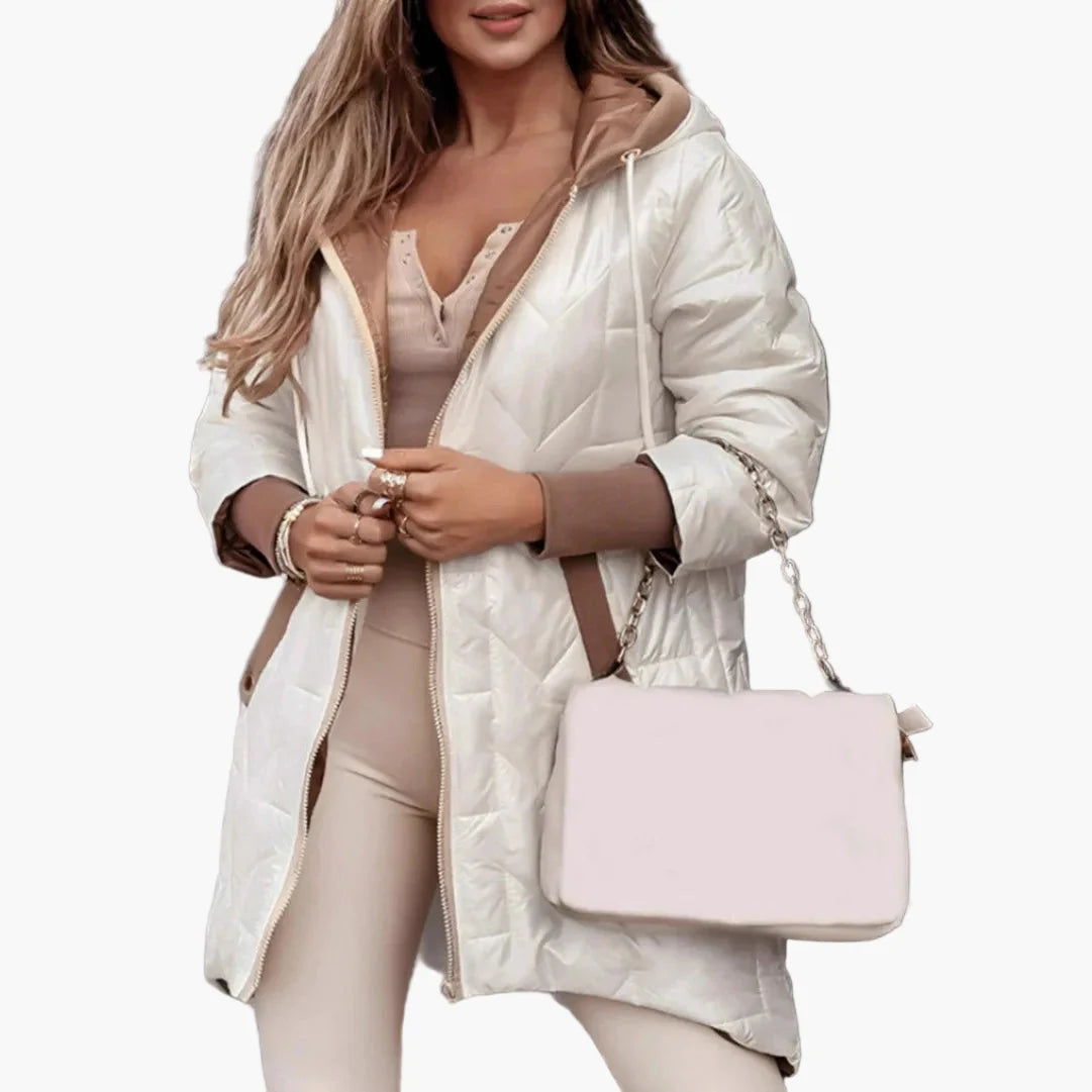 Veste longue matelassée à capuche pour femme – Style urbain chic pour l’automne et l’hiver