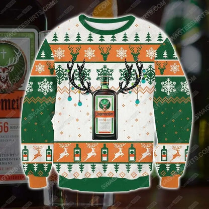 Pull de Noël homme style ugly sweater Jägermeister fête et cadeau original