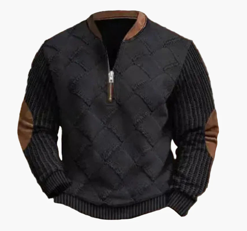Sweat-shirt à demi-fermeture éclair pour homme style automne/hiver tendance - Pull chaud col montant casual