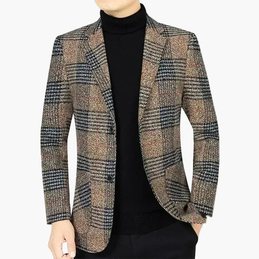 Veste Blazer Homme Élégant à Carreaux Style Business Décontracté