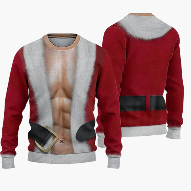 Pull de Noël humoristique homme – Style Ugly Christmas Sweater "Christmas Bros" avec Père Noël et Jésus