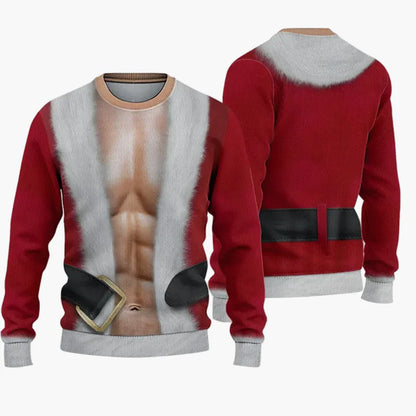 Pull de Noël humoristique homme – Style Ugly Christmas Sweater "Christmas Bros" avec Père Noël et Jésus