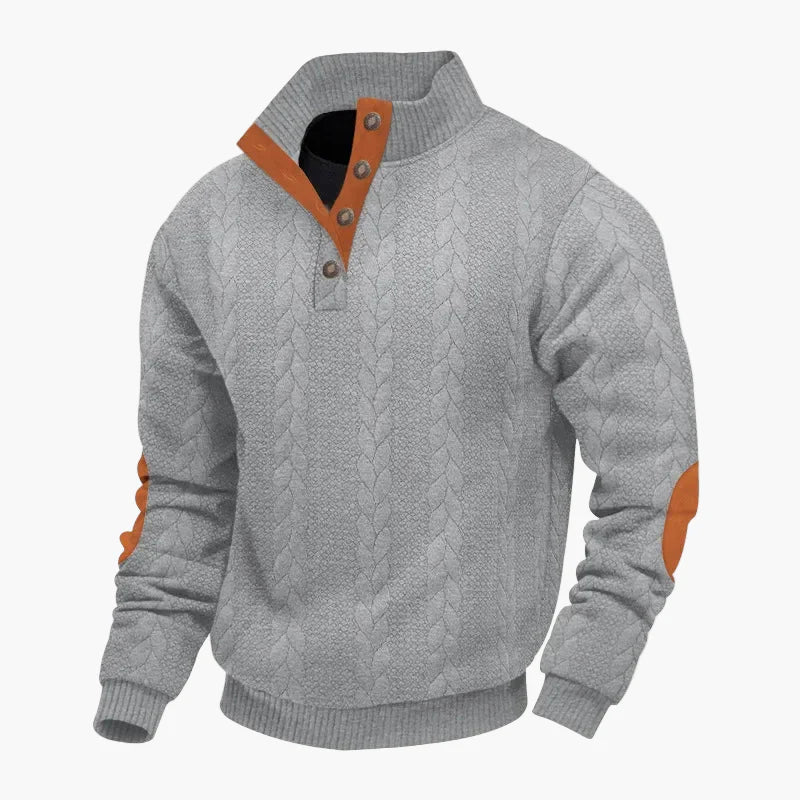 Pull à boutons col montant style torsadé pour homme, casual chic et confortable