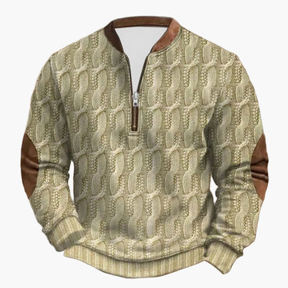 Sweat-shirt casual pour homme demi-zip style outdoor avec coudières décoratives