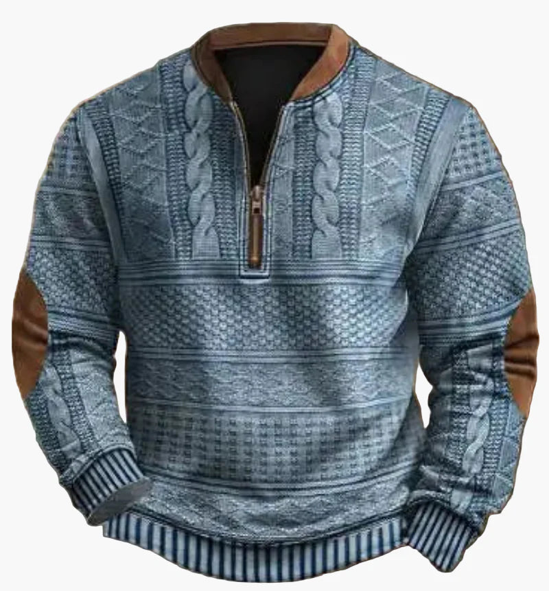 Sweat-shirt à demi-fermeture éclair pour homme style automne/hiver tendance - Pull chaud col montant casual