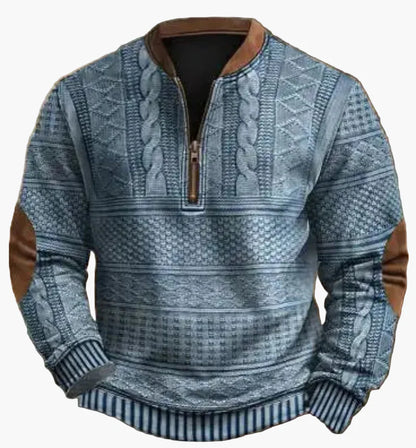 Sweat-shirt à demi-fermeture éclair pour homme style automne/hiver tendance - Pull chaud col montant casual