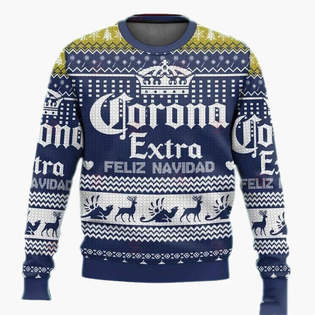Pull de Noël homme style Ugly Sweater Corona Extra – Édition festive