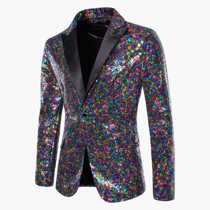Veste de soirée homme à paillettes multicolores, style festif pour événements et fêtes
