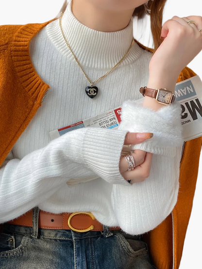 Pull Col Roulé Femme Élégant Style Décontracté pour Automne et Hiver