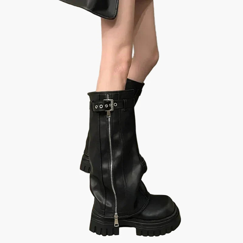 Bottes hautes plateforme style urbain pour femme – Look tendance et audacieux