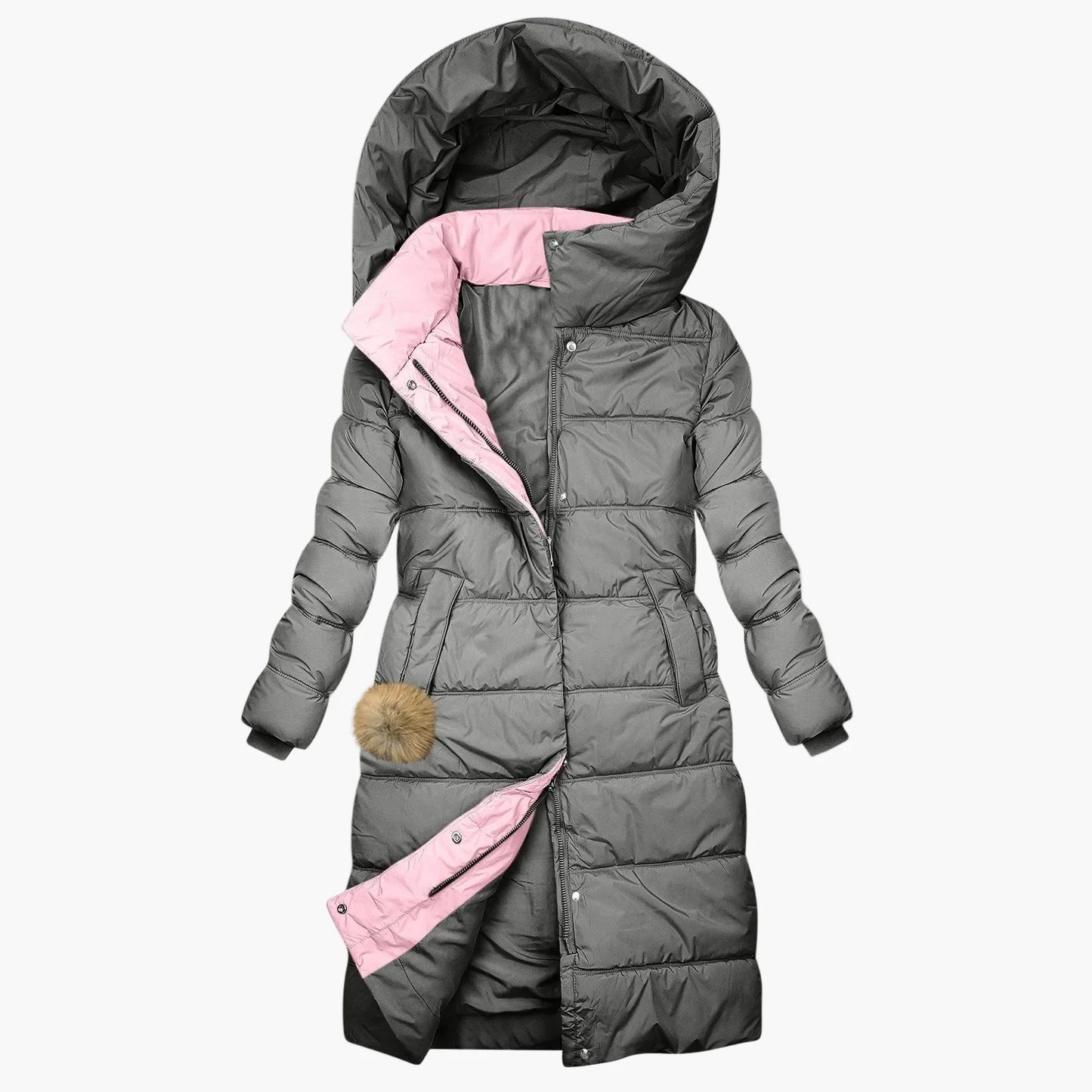 Manteau d'Hiver Long Matelassé à Capuche pour Femme - Style Puffer Élégant et Coupe-Vent